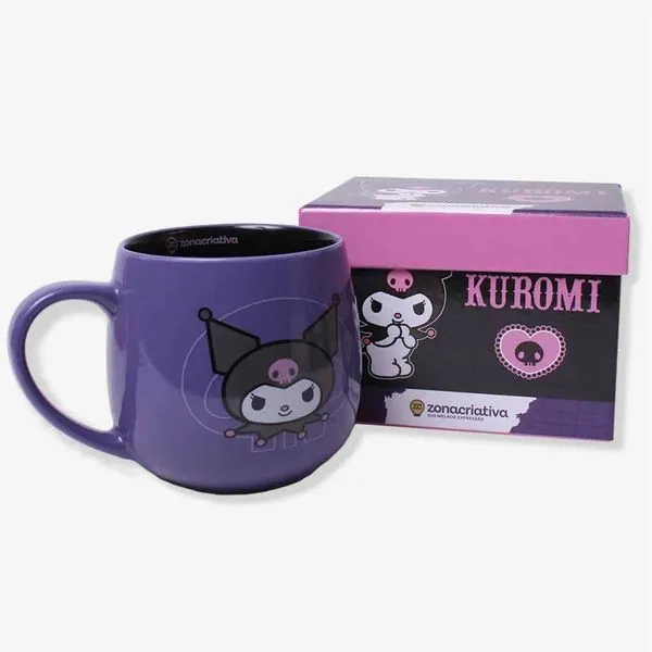 Caneca Maggie 400mL Kuromi Hello Kitty Original Licenciada Sanrio, Zona Criativa, Xícara Em Cerâmica