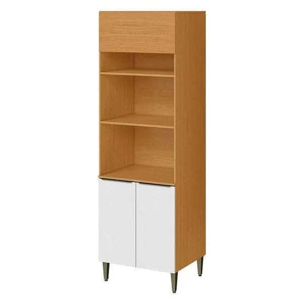 Armário Paneleiro Torre Quente Duplo Forno Luana 2006801 Cinamomo Branco - Aramóveis