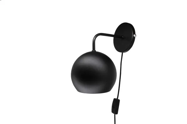 Arandela 1 Lâmpada Ball Parede 60W Alumínio Luz Vita Preto Bivolt