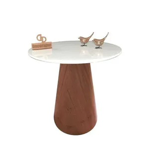 Mesa De Canto Cone Amadeirado Com Tampo Vidro 50cm Branco 70cm