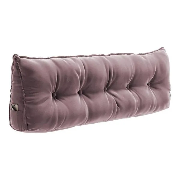 Almofada Para Cabeceira Encosto Apoio Lombar Spot 195cm Com Porta Celular Veludo - Abmaza Cor Rosê