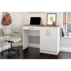 Mesa para Computador em MDP, 1 Gaveta, 2 Prateleiras - Space Branco/ Nature