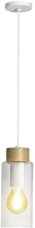Pendente 1 Lâmpada Canopla com Cabo Retangular 60W Madeira e Vidro Blumenau 883110-29 Bronze Liso Bivolt