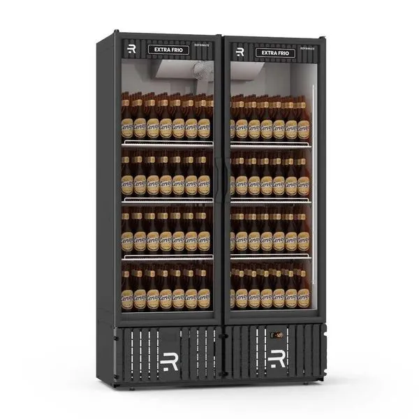 Visa Cooler Extra Frio Vertical Refrimate VCEF2P 2 Portas Preto e Branco Porta de Vidro Aquecido 220V Visa Cooler Extra Frio Vertical Refrimate VCEF2P 2 Portas Preto e Branco 220V