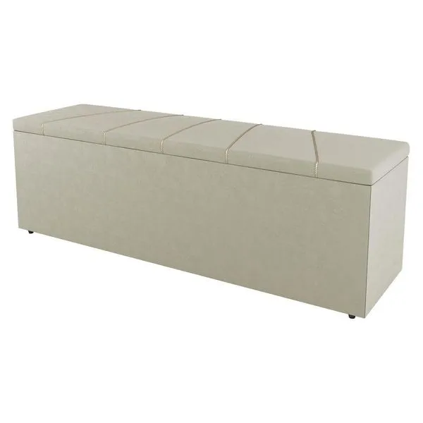 Calçadeira Baú King Size Berlyn 195cm Veludo Bege - Abmaza