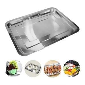 Bandeja Inox Cafe Retangular 40x30cm Rasa Travessa Restaurante Salada Porcao Bar Mesa Grande