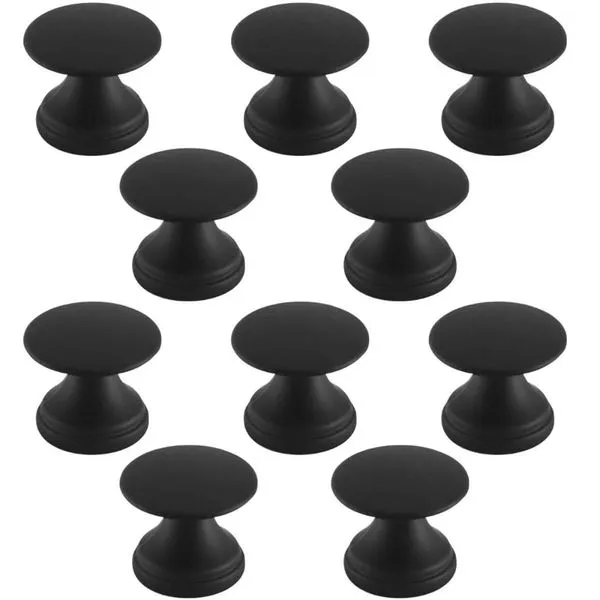 Conjunto de 10 Puxadores 199 Tucson Ponto Preto Fosco Para Móveis Armários e Gavetas