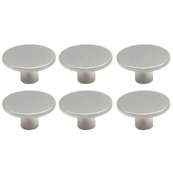 Kit 6 Puxadores 206 Naico Ponto Redondo Cromo Acetinado para Móvel Armários e Gavetas