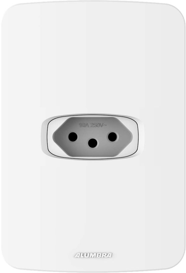 Tomada Padrão 20A com Placa 4x2 Horizontal Branca Gracia Maxx Alumbra