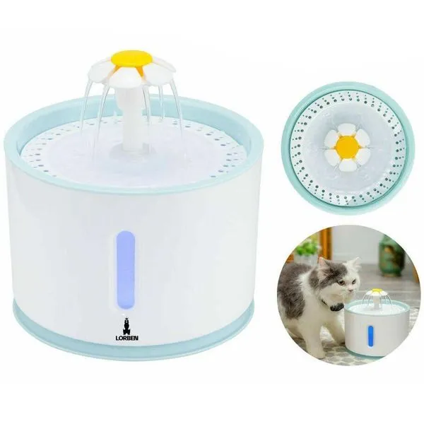 Bebedouro Para Gatos E Cães Lorben 2,4 Litros Led Usb Filtragem Purificação Gt6106
