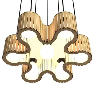 Luminária Pendente Azaléia Modelo Ripado Marrom