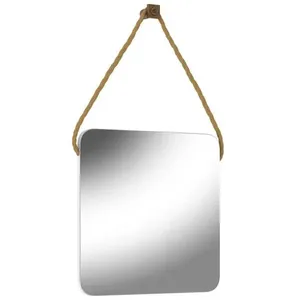 Espelho Para Banheiro 60 cm Quadrado Com Corda Nice B06 Nogal Noce Amêndoa - Lyam Decor