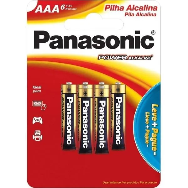 PILHA ALCALINA PALITO AAA C/ 6 PANASONIC