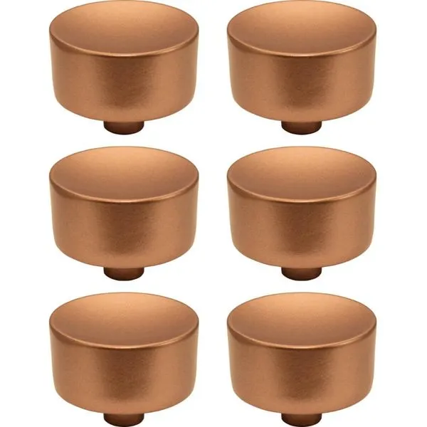 Conjunto de 6 Puxadores 194 Yuma Ponto Cobre Para Móveis Armários e Gavetas