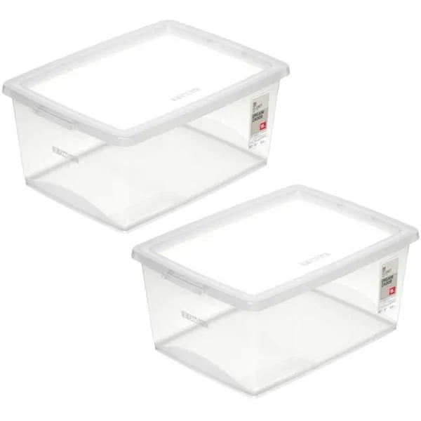 2 Caixas Organizadoras Plástica 15L com Tampa Ordene My Closet Retangular Transparente