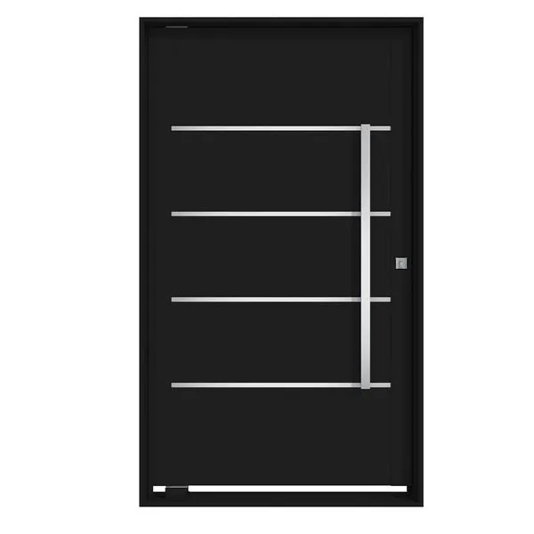 Porta Pivotante de Alumínio Preto Termoacustica Esquerda - 220x100