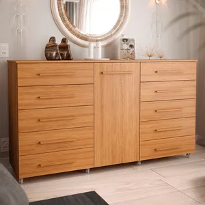Cômoda Imperial 1 porta 10 Gavetas Com 8 Rodízios em MDP Freijó