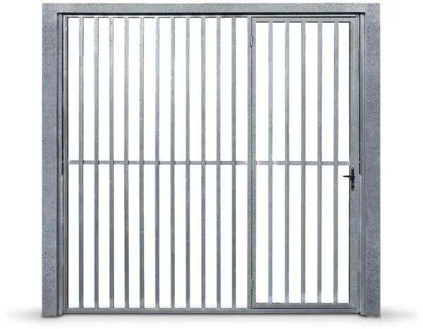 Portão de Aço Maxiaço 826 240x220cm Contrapeso Grade Tubo Galvanizado Direita