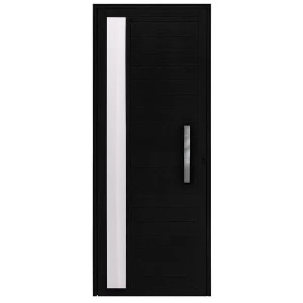 Porta Alumínio Lambril c/visor preto Direita - 210x100