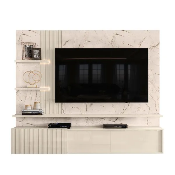 Rack com Painel Atena para TV de até 65" - Branco/Off White