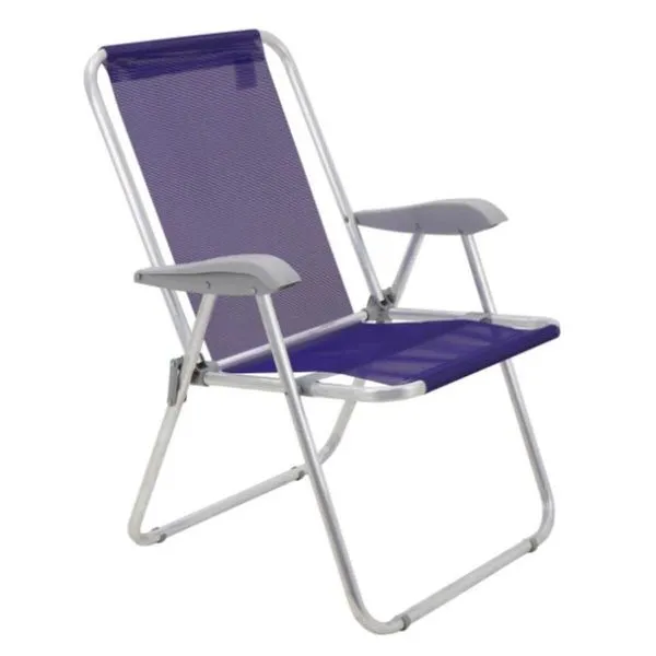 Cadeira De Praia Tramontina Creta Master Em Alumínio Com Assento Roxo