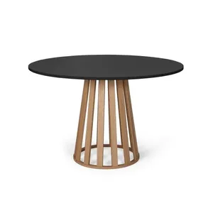 Mesa De Jantar Redonda 4 Lugares 90cm Tália Preto/jade - Straub Web