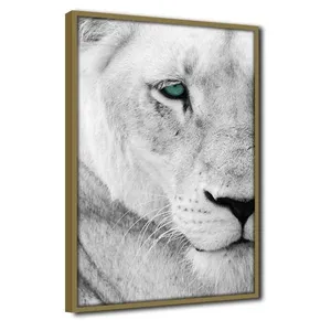 Quadro Decorativo Textura Cx Alta Leoa Cores 1 Pç 40x60 Titulo Leoa Cinza Moldura Caqui