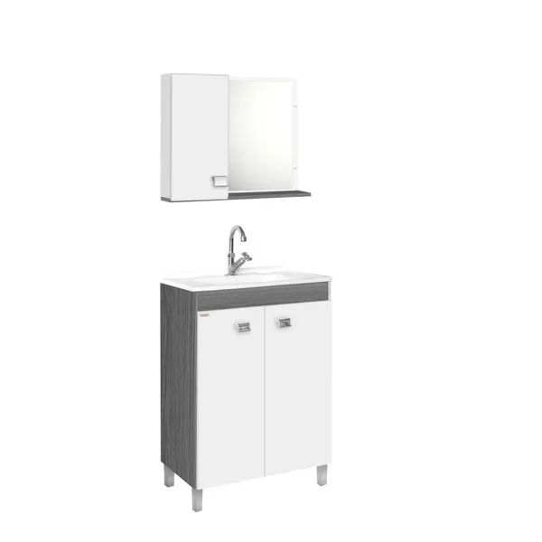 Conjunto de Móveis Para Banheiro Fabribam Economico Com Pés 60cm Etna e Branco