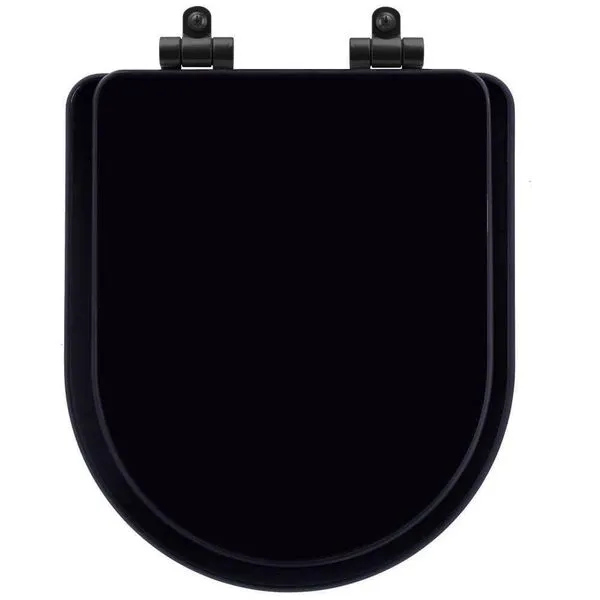 Tampa De Vaso Poliéster Com Fechamento Lento Nuova Preto Para Louça Deca Com Ferragem Preta