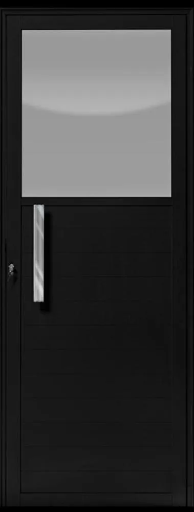Porta de alumínio vidro fixo lambril max Preto "D" 210x85 Porta de alumínio vidro fixo lambril max Preto Direita 210x85