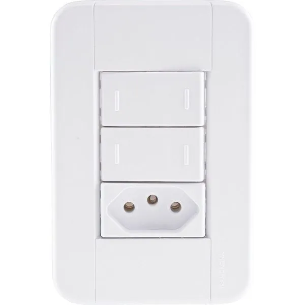 Conjunto 4x2 Com 2 Interruptores Paralelos 10 A 250 V E 1 Tomada 2p+t 20 A 250 V Tablet B