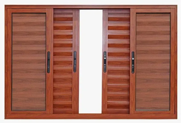Janela de alumínio veneziana 06 folhas madeira max - 120x120