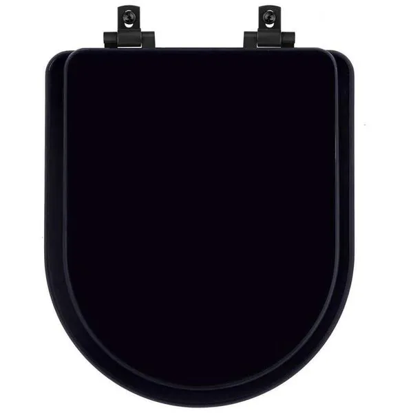 Tampa De Vaso Laqueado Com Amortecedor Link-lk Preto Para Bacia Deca Com Ferragem Preta
