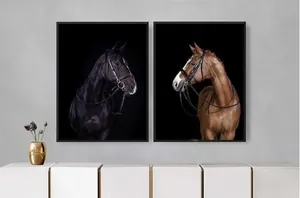 Quadro Decorativo Cavalos Illuminato Kit com 2 Unidades