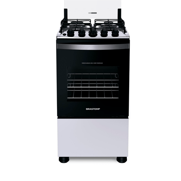 Fogão Brastemp Dupla Chama 4 Bocas Acendimento Automático Branco - BFO4NBBUNA Bivolt