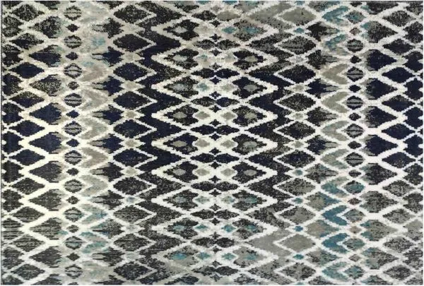 Tapete Egípcio Calypso Abdalla Bege Azul e Cinza 1 1,00x1,50m