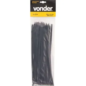 Abraçadeira De Nylon 280x4,8mm Preta Com 100 Peças Vonder
