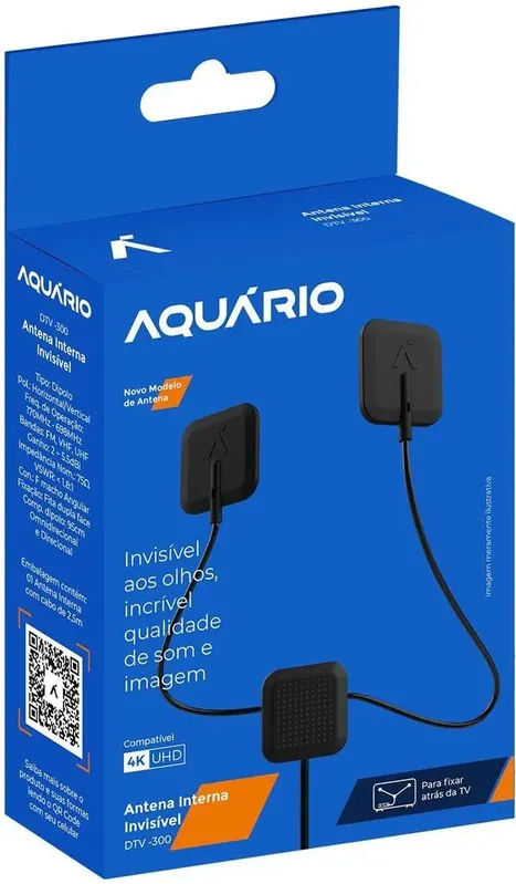 Antena Digital de TV Interna Invisível Aquário DTV-300