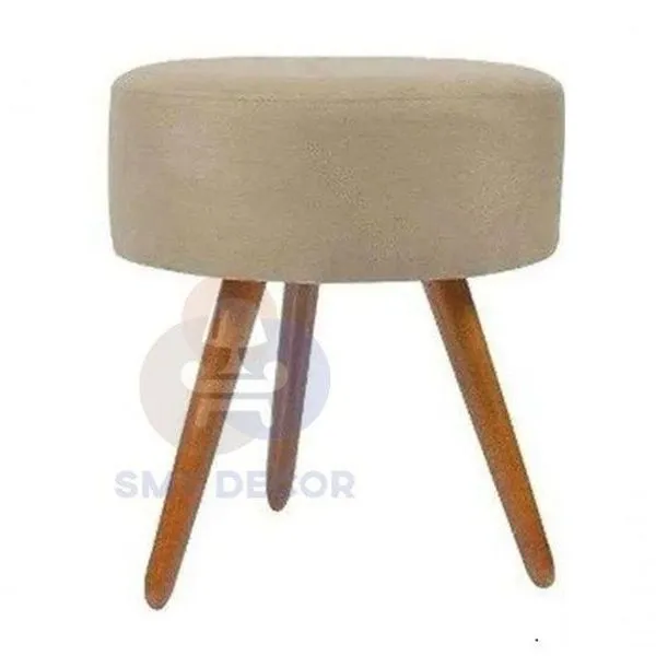 Puff Redondo Descanso Para Os Pés Com Pézinho Palito Smf Decor bege