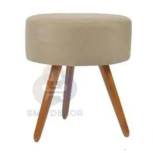 Puff Redondo Descanso Para Os Pés Com Pézinho Palito Smf Decor bege