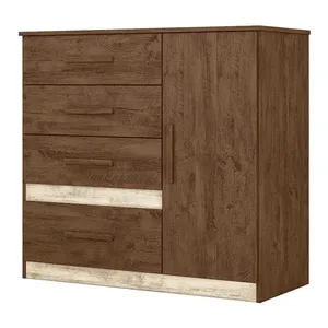 Cômoda Sapateira Vênus 1 Porta E 4 Gavetas Flex Castanho Wood Avelã Moval