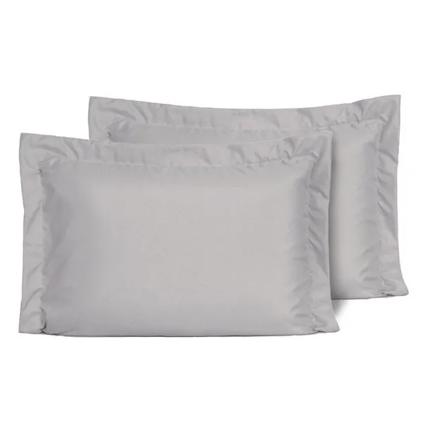 Kit Fronhas Slim Com 3 Abas Percal 200 Fios 50cm X 70cm 2 Peças - Cinza