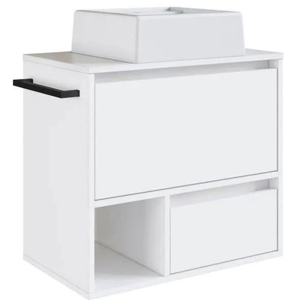 Gabinete De Banheiro Com Cuba 01 Porta 60cm Branco Proddy