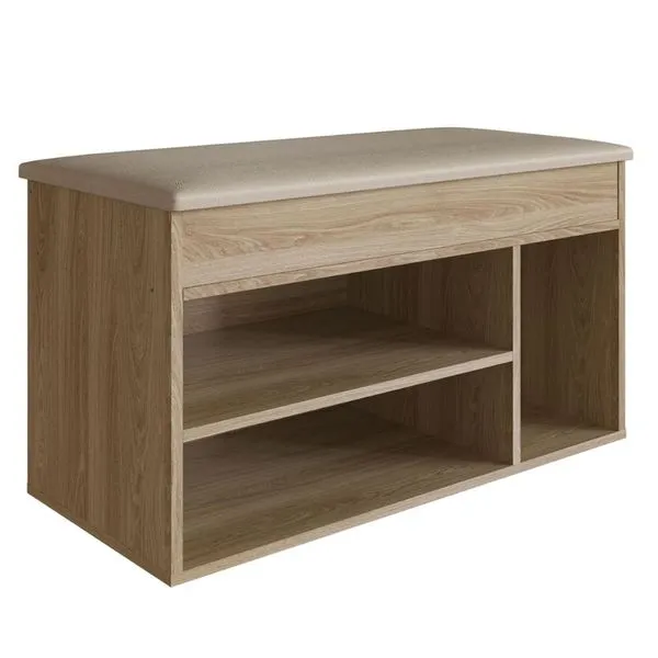 Sapateira Baú Oak com Tampo Estofado Completa Móveis