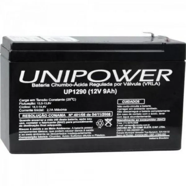 Bateria Estacionária Selada 12V/9A Vrla Up1290 Unipower