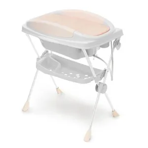 Banheira com Trocador Desmontável Premium 7005 Dobrável Branca e Rosa com Suporte e Acessórios Galzerano Banheira com Trocador Premium 7005 Dobrável Branca e Rosa com Suporte Galzerano