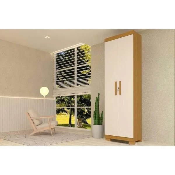 Armário Sapateira Quarto Iris C- 2 Portas C- Chave Cinamomo-off White - Acp