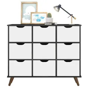 Nicho Organizador Retrô 9 Gavetas Preto Branco - Qmovi