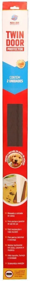 Veda Porta Protetor de Porta Nai BR Twin Door Duplo Marrom 90cm