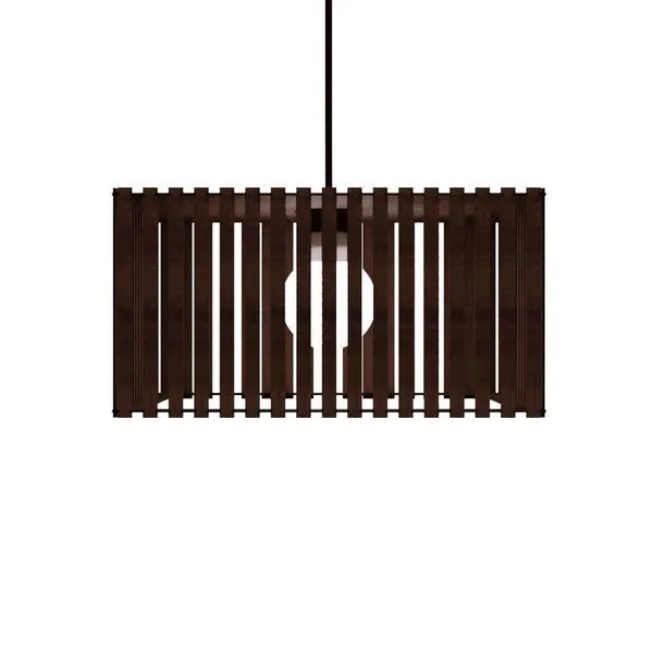 Luminária Pendente Barcelona Modelo Ripado Marrom
